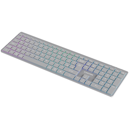 Klawiatura bezprzewodowa RGB 2 tryby Canyon HKB-W11 szara