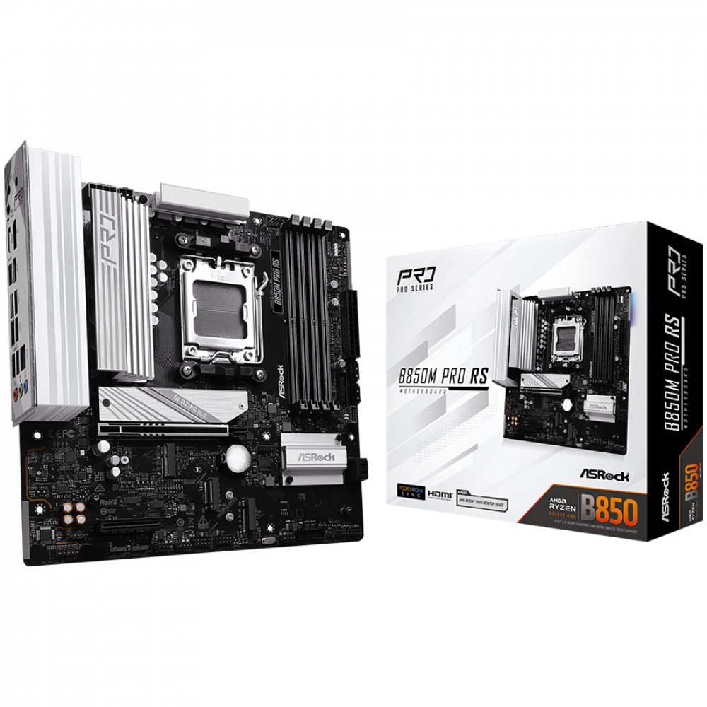 ASROCK B850M PRO RS Micro ATX Mainboard für AMD Ryzen 7000/8000/9000 Series Prozessoren