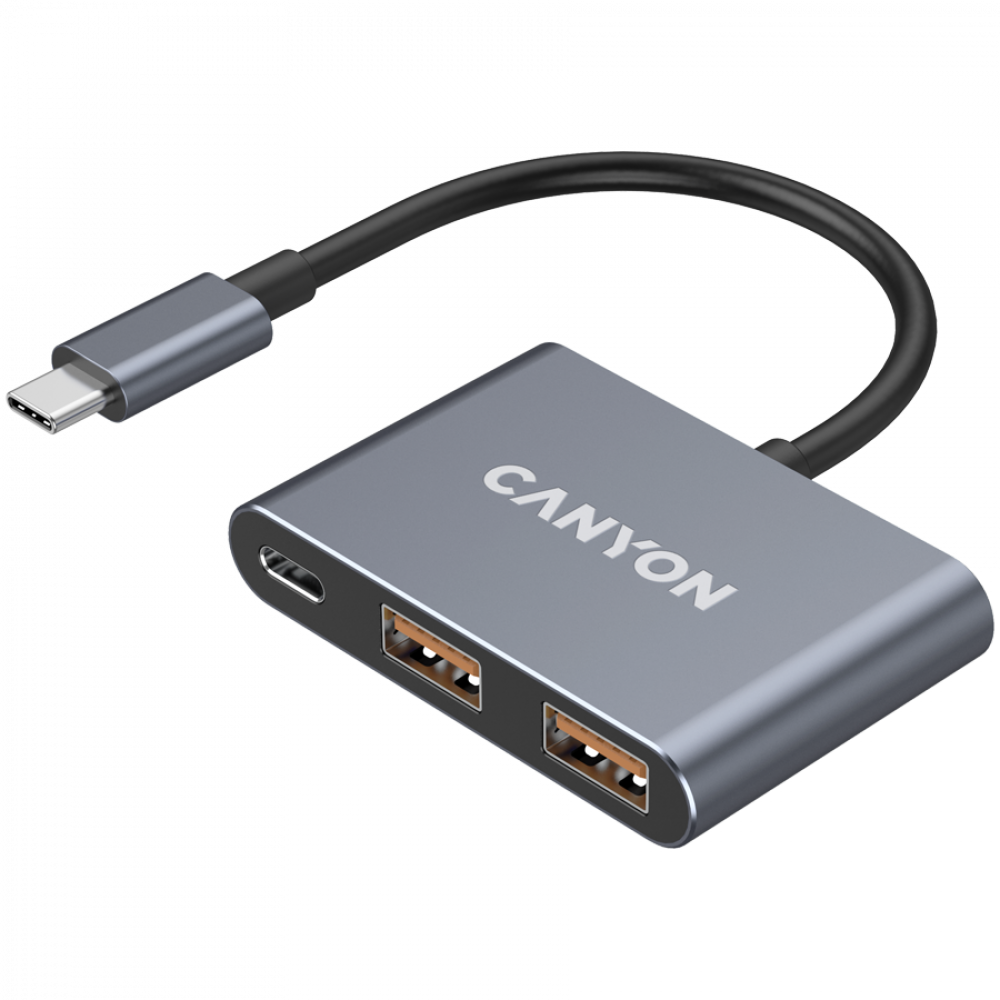 Hub 3 w 1 USB-C przenośny Canyon DS-3 ciemnoszary