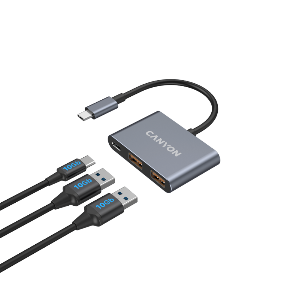 Hub 3 w 1 USB-C przenośny Canyon DS-3 ciemnoszary