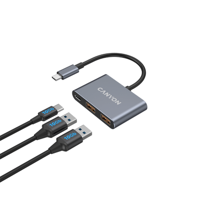 Hub 3 w 1 USB-C przenośny Canyon DS-3 ciemnoszary