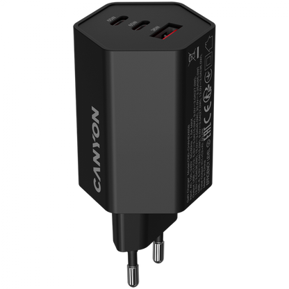 Ładowarka sieciowa 65W GaN 2xPD 1xQC EU Canyon Hexagon czarny