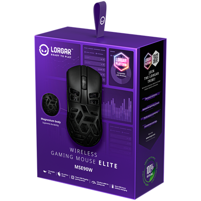 Lorgar MSE90W kabellose Gaming-Maus, schwarz, Magnesiumlegierung