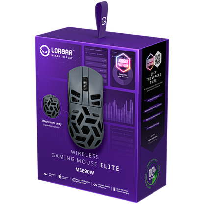 Kabellose Gaming-Maus Lorgar MSE90W Dunkelgrau