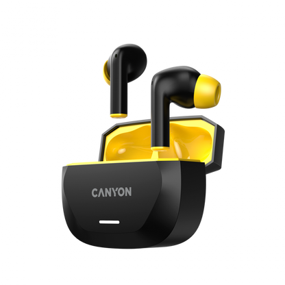 Słuchawki dokanałowe TWS z ANC i ENC 7h pracy Canyon Hexagon 7 czarno-żółte