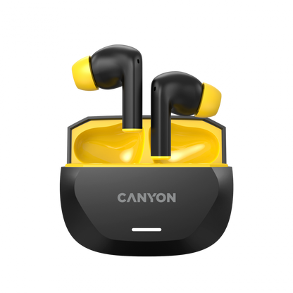 Słuchawki dokanałowe TWS z ANC i ENC 7h pracy Canyon Hexagon 7 czarno-żółte