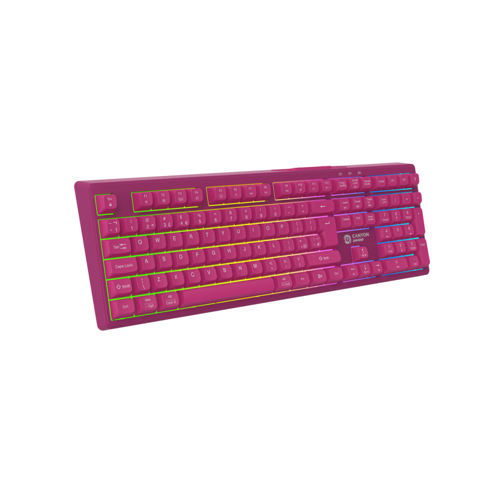 Klawiatura gamingowa 2.4G + Bluetooth RGB 105 klawiszy Canyon Fortnax różowa