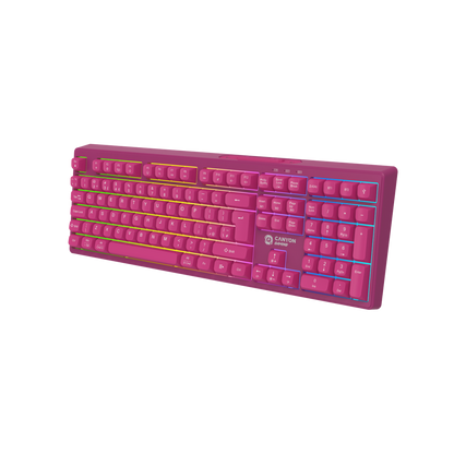Klawiatura gamingowa 2.4G + Bluetooth RGB 105 klawiszy Canyon Fortnax różowa