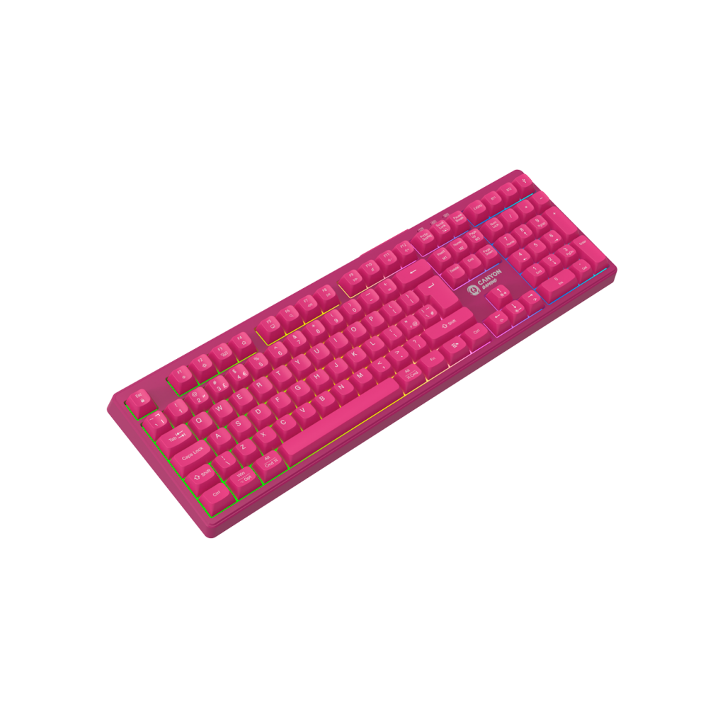Klawiatura gamingowa 2.4G + Bluetooth RGB 105 klawiszy Canyon Fortnax różowa