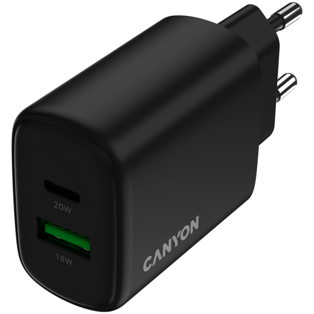 Ładowarka sieciowa 20W 1xPD 1xQC EU Canyon OnCharge 200 czarna