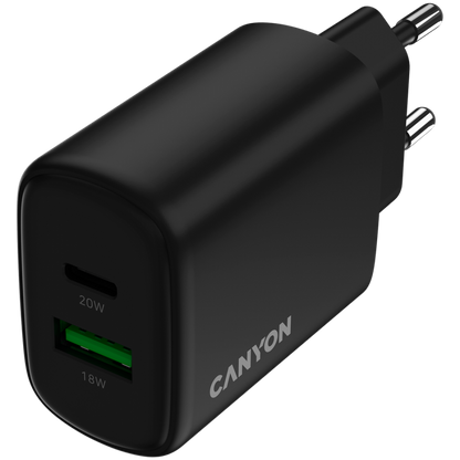 Ładowarka sieciowa 20W 1xPD 1xQC EU Canyon OnCharge 200 czarna