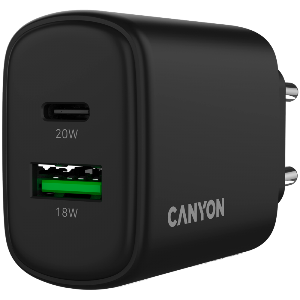 Ładowarka sieciowa 20W 1xPD 1xQC EU Canyon OnCharge 200 czarna
