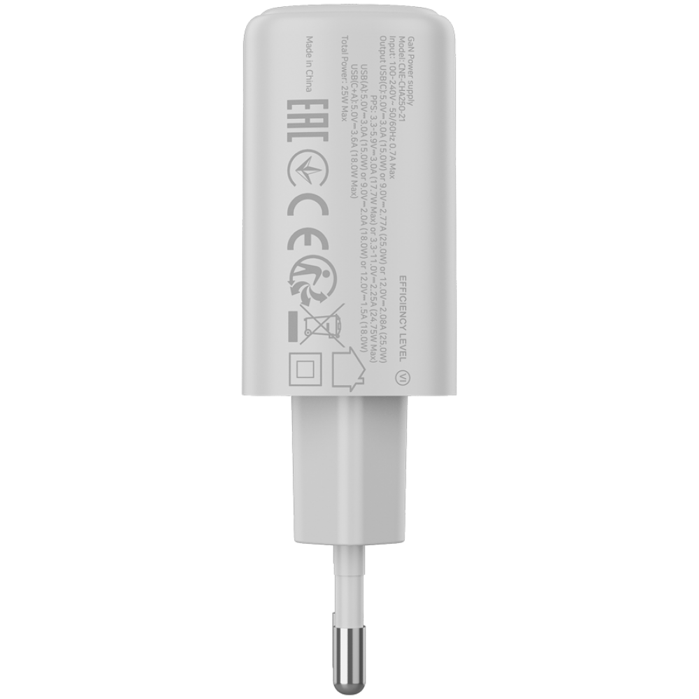 25W 1xPD 1xQC EU Canyon OnCharge 250 White Wall Charger