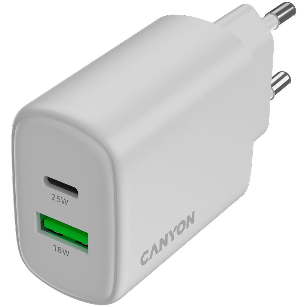 25W 1xPD 1xQC EU Canyon OnCharge 250 White Wall Charger