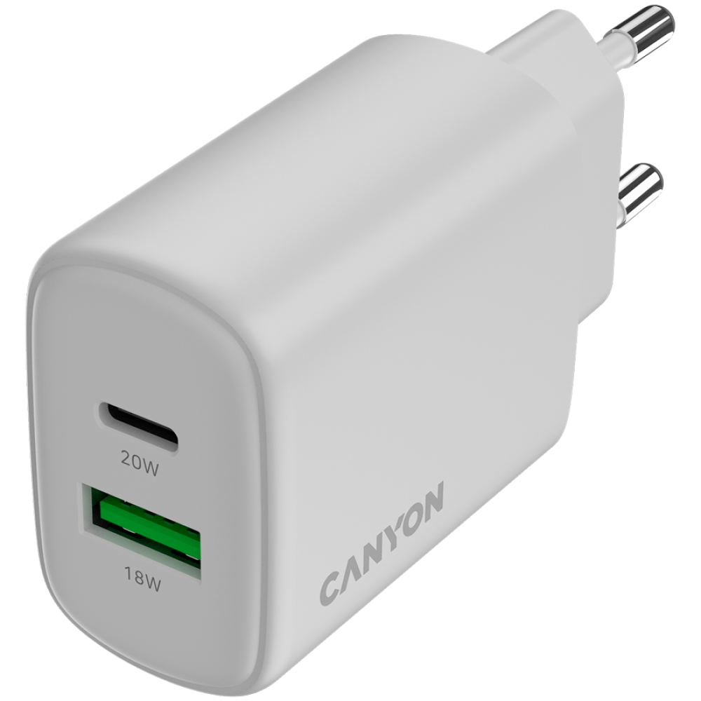 20W 1xPD 1xQC EU Canyon OnCharge 200 White Mains Charger