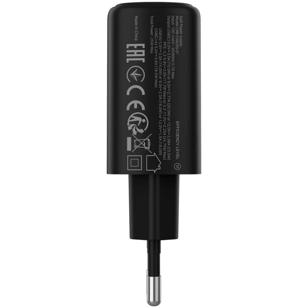 Ładowarka sieciowa 25W 1xPD 1xQC EU Canyon OnCharge 250 czarna