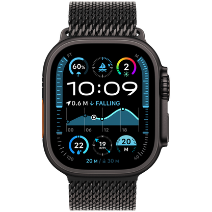 Apple Watch Ultra 2 Titangehäuse mit Milanaise-Armband in Schwarz