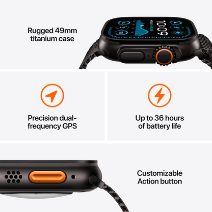 Apple Watch Ultra 2 Titangehäuse mit Milanaise-Armband in Schwarz
