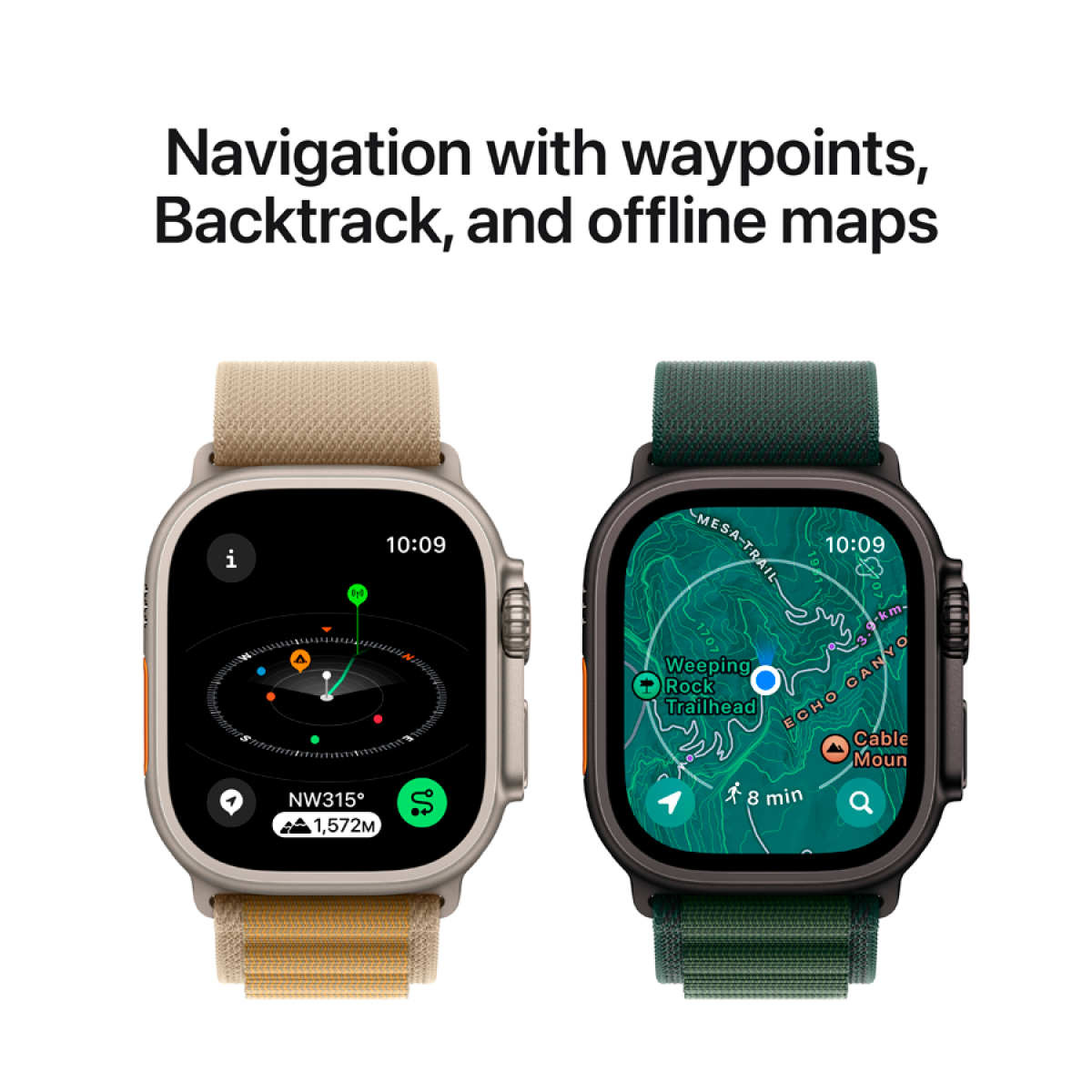 Apple Watch Ultra 2 Titangehäuse mit Milanaise-Armband in Schwarz