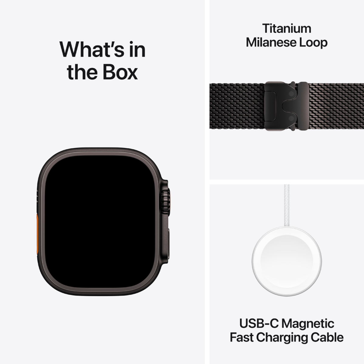 Apple Watch Ultra 2 Titangehäuse mit Milanaise-Armband in Schwarz