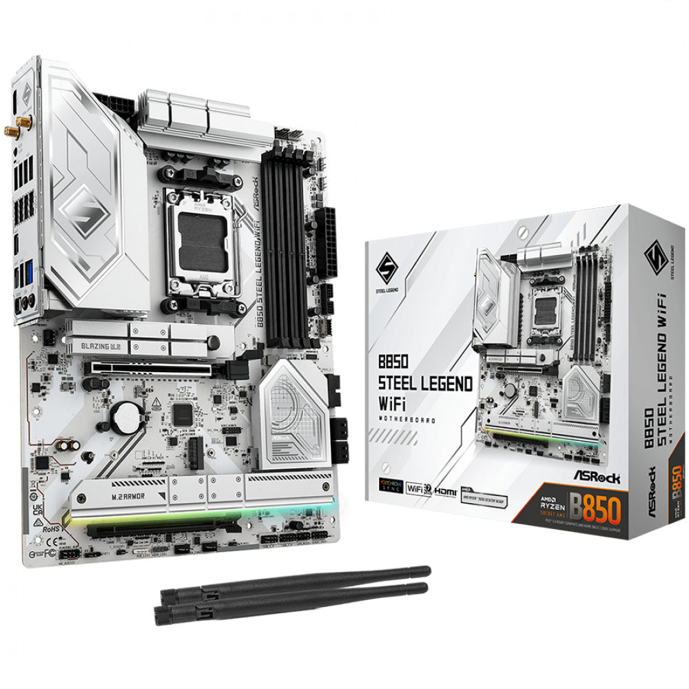 ASROCK B850 Steel Legend WiFi ATX Mainboard für AMD Ryzen 7000/8000/9000 schwarz