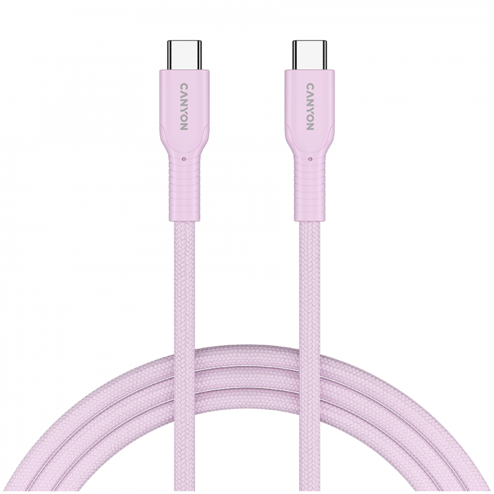 Kabel OnWire 60W USB C USB C 1m w oplocie różowy Canyon 60CL
