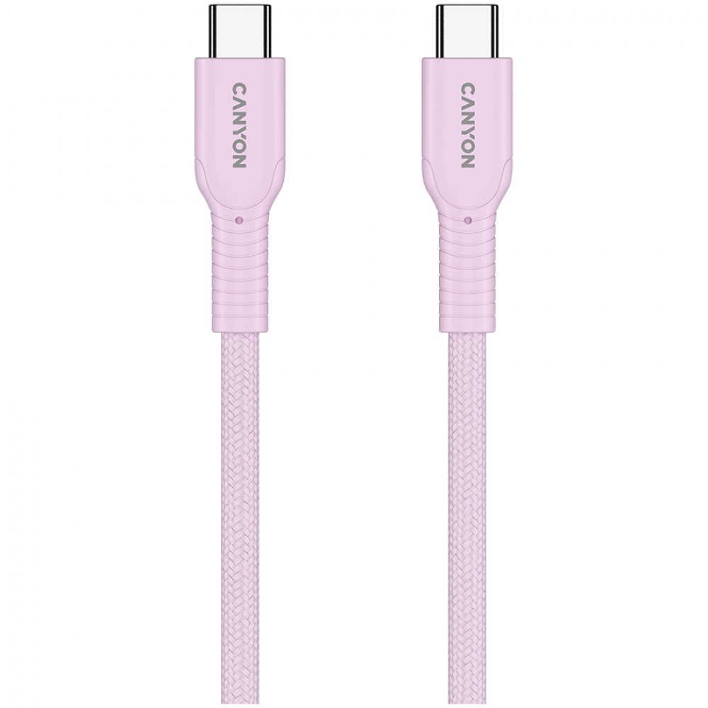 Kabel OnWire 60W USB C USB C 1m w oplocie różowy Canyon 60CL