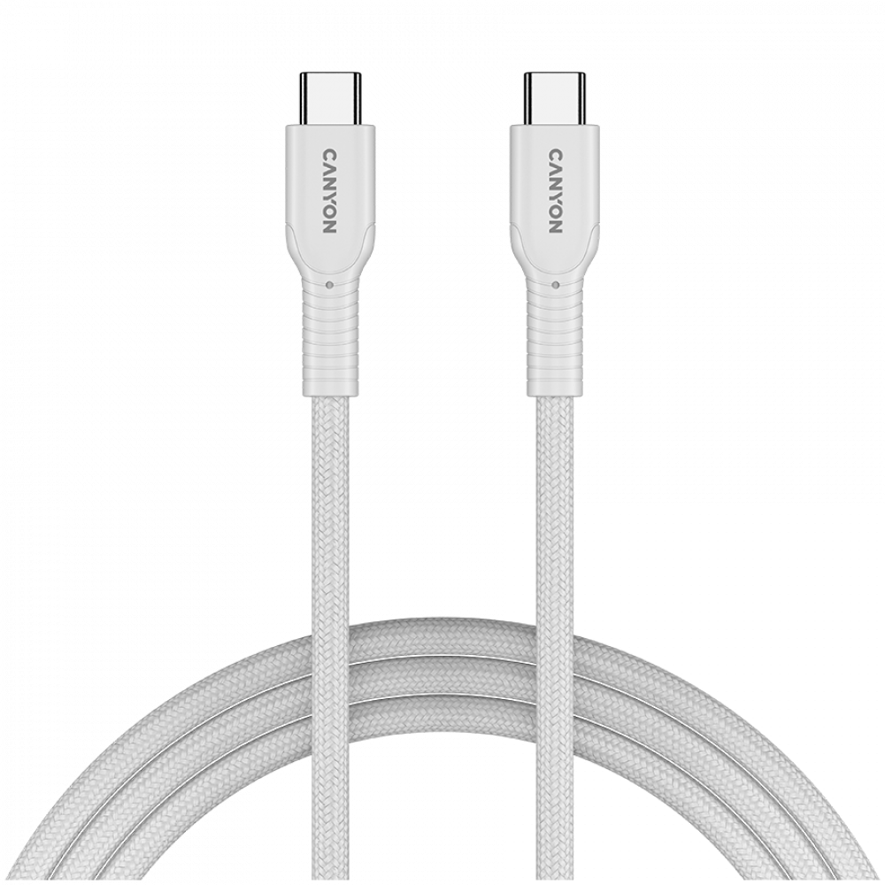 Kabel USB C 60W OnWire 1m w oplocie Canyon 60CL biały