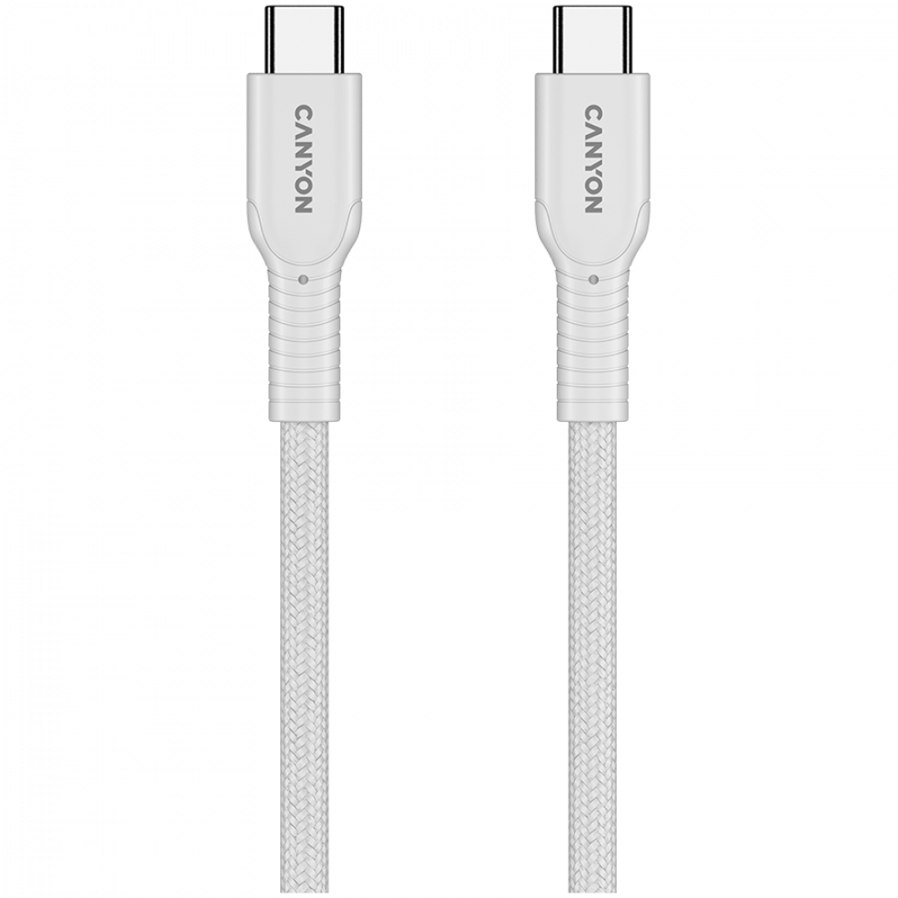 Kabel USB C 60W OnWire 1m w oplocie Canyon 60CL biały