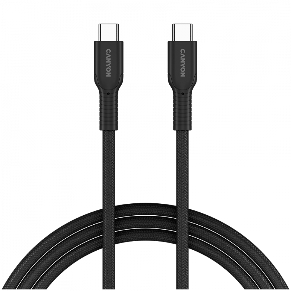 Kabel OnWire USB C 60W w oplocie 1m Canyon 60CL czarny