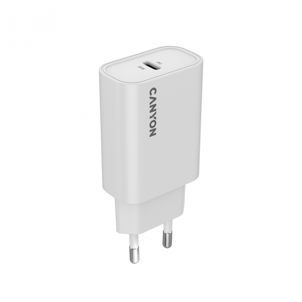 Ładowarka sieciowa 30W 1xPD Canyon 30CL biała