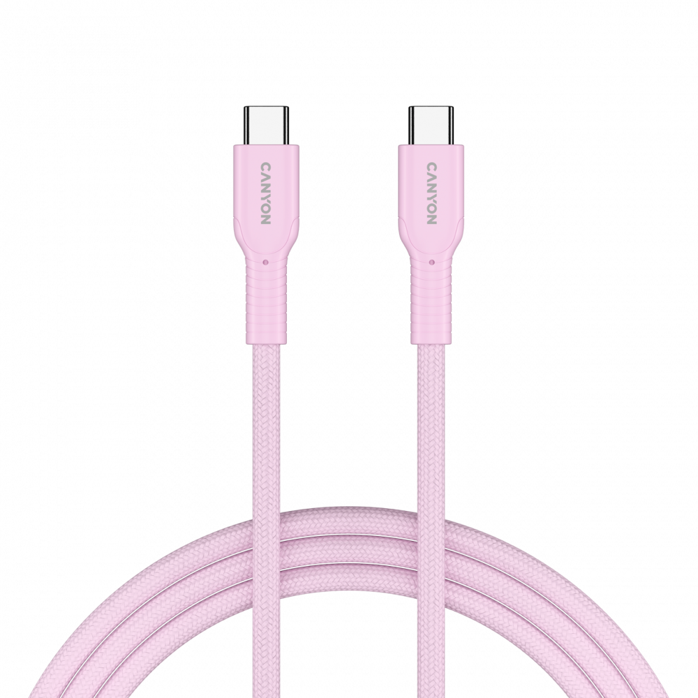 Kabel OnWire 60W USB C USB C 1m w oplocie różowy Canyon 60CL