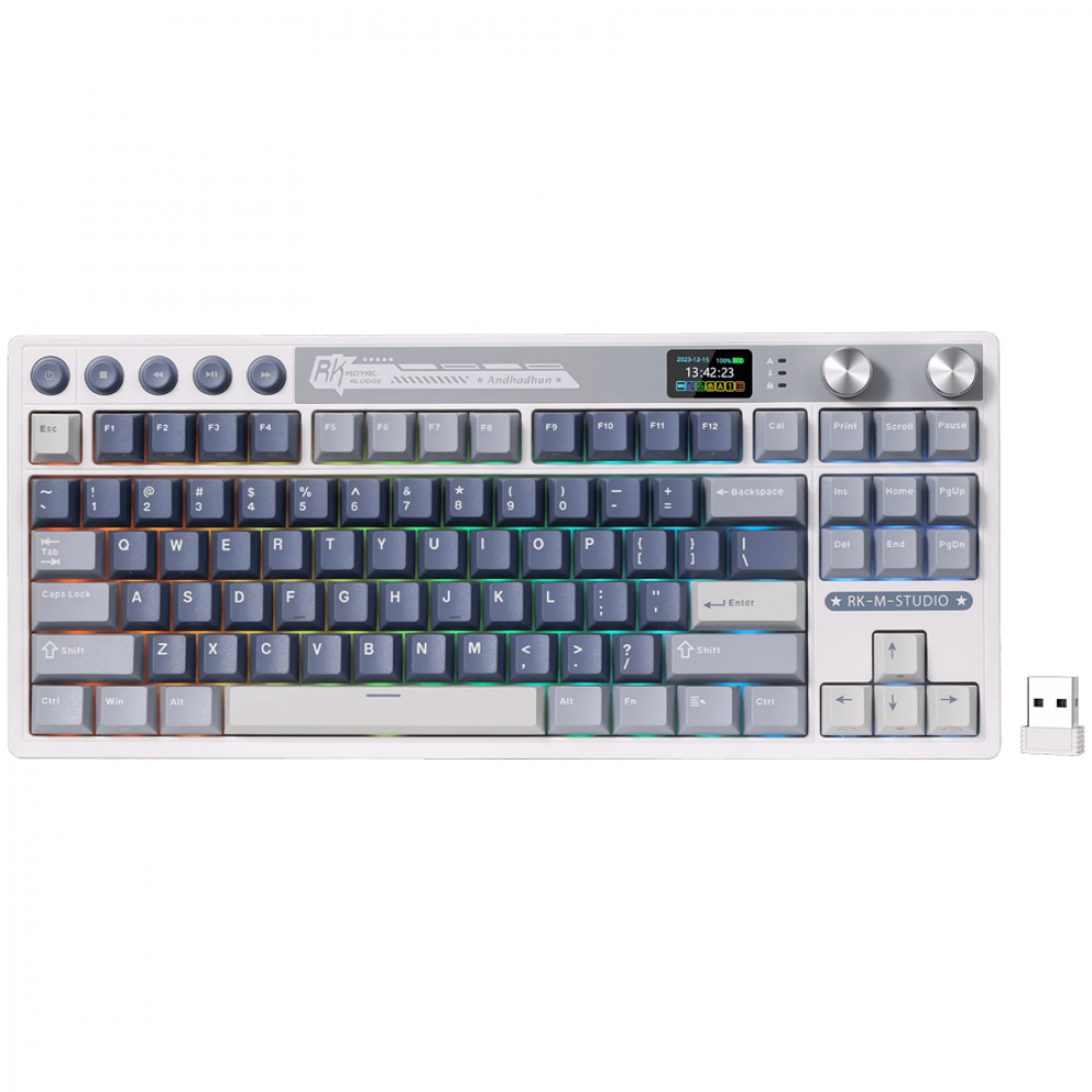 Klawiatura mechaniczna Royal Kludge M87 Cream Switch niebieska