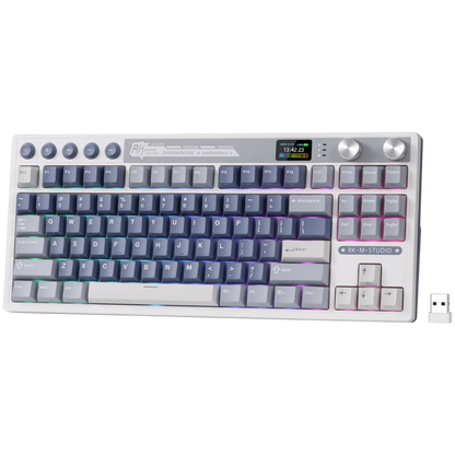 Klawiatura mechaniczna Royal Kludge M87 Cream Switch niebieska