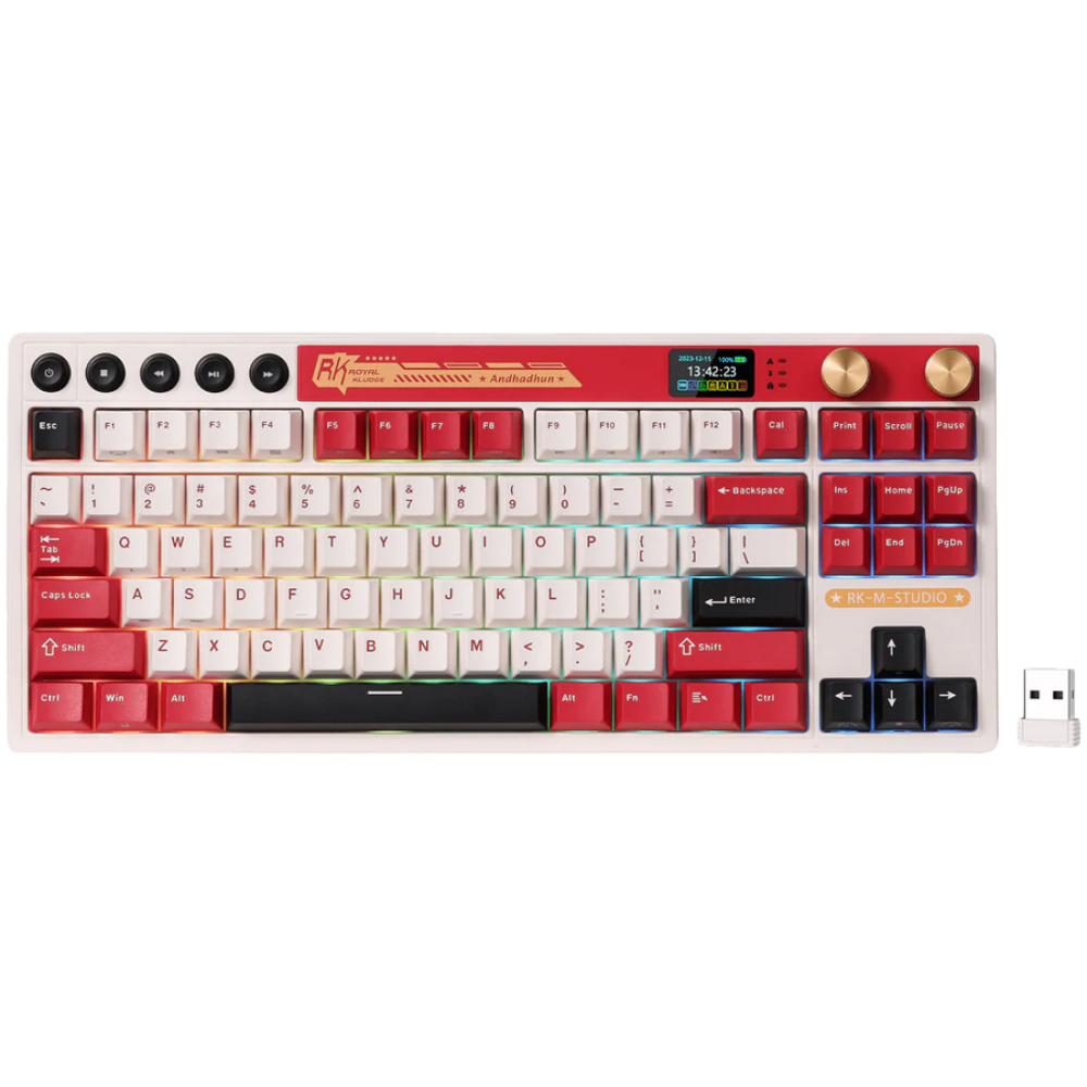 Klawiatura mechaniczna Royal Kludge M87 Beige Switch beżowa