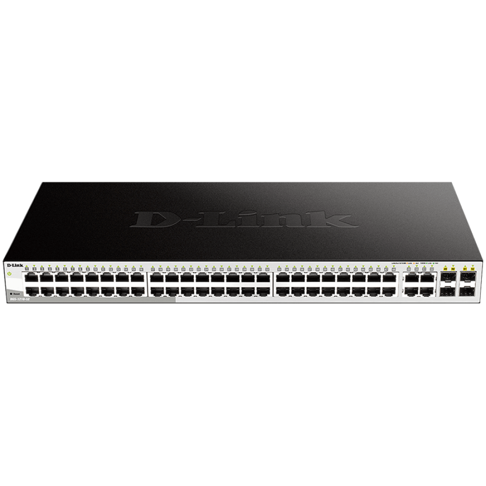 D-LINK DGS-1210-52 Netzwerk-Switch mit 48 LAN-Ports, schwarz