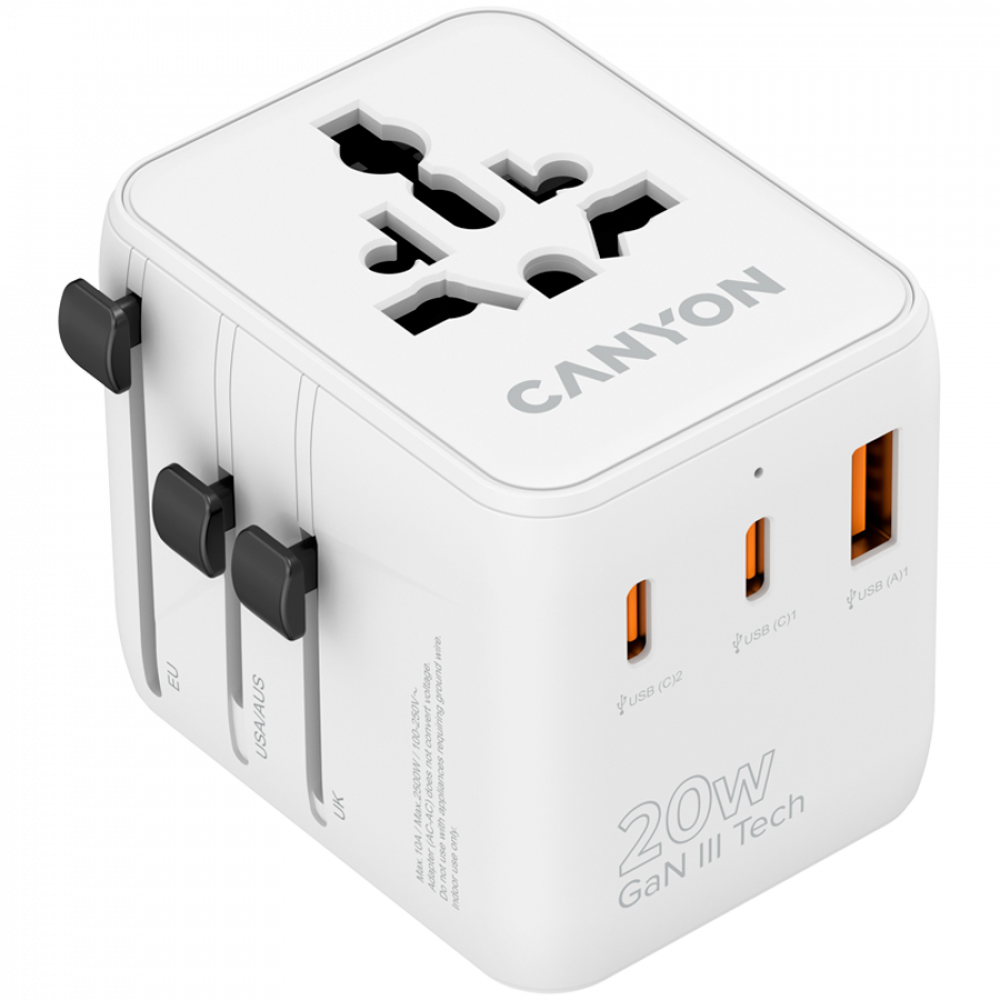 Adapter podróżny 20W EU/UK/US/AUS Canyon OnTour biały