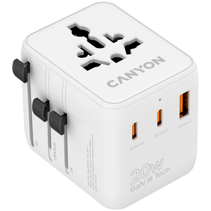 Adapter podróżny 20W EU/UK/US/AUS Canyon OnTour biały