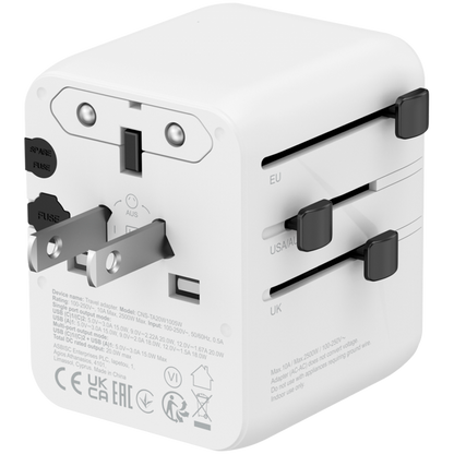 Adapter podróżny 20W EU/UK/US/AUS Canyon OnTour biały
