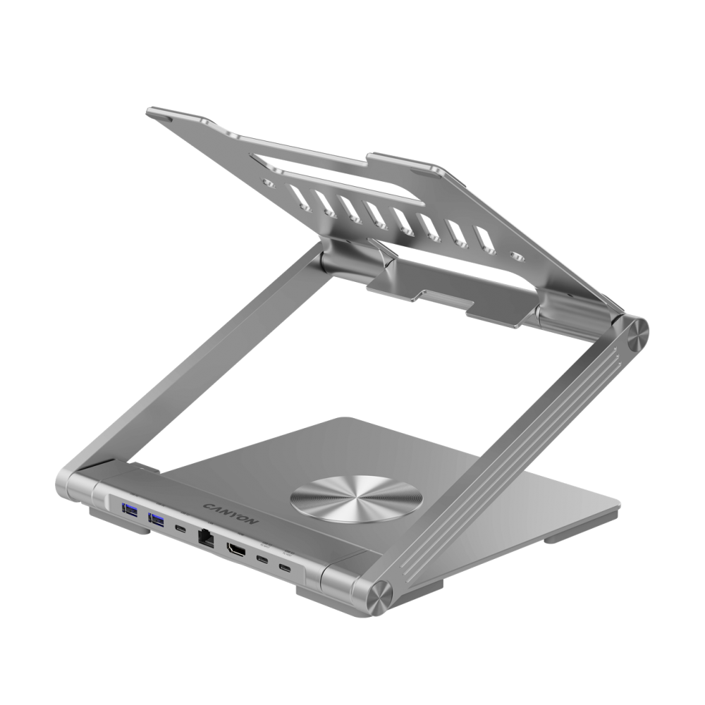 Laptopständer mit USB-C-Hub, HDMI, RJ45, PD Canyon OnStand 2 Grau