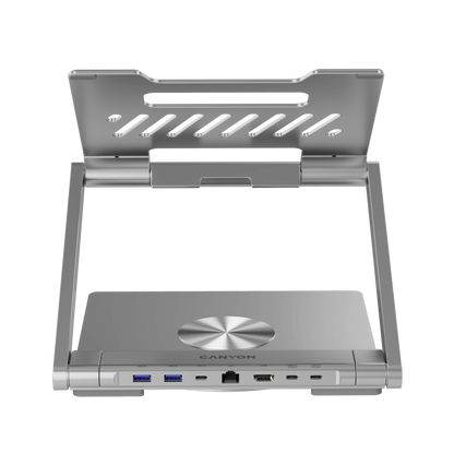 Laptopständer mit USB-C-Hub, HDMI, RJ45, PD Canyon OnStand 2 Grau