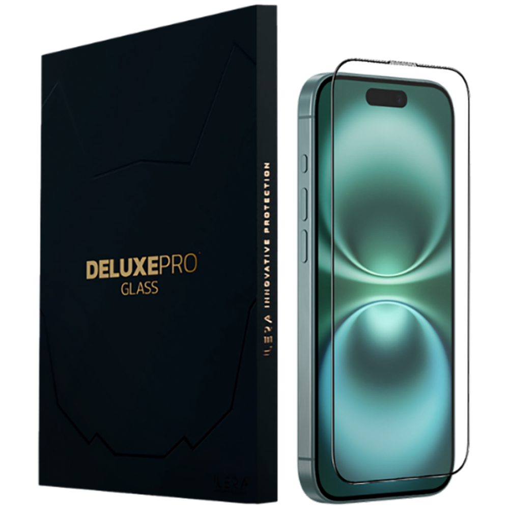 iLera DeLuxe Displayschutzglas für iPhone 16 mit oleophober Beschichtung