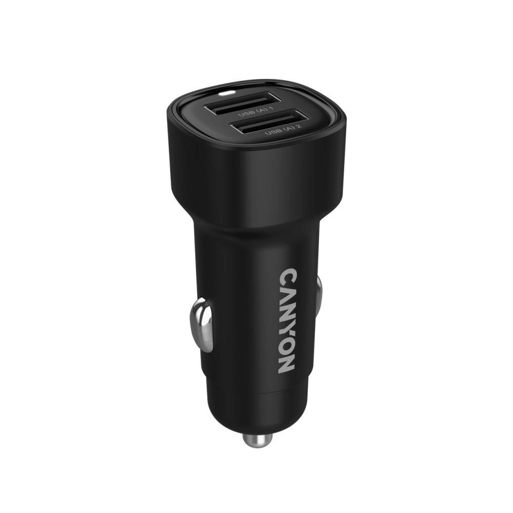 CANYON Ładowarka samochodowa OnDrive 24W 2xUSB A czarna