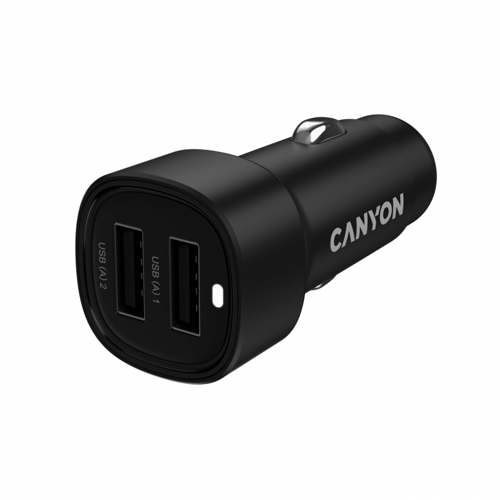 CANYON Ładowarka samochodowa OnDrive 24W 2xUSB A czarna