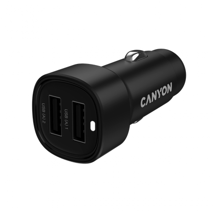 CANYON Ładowarka samochodowa OnDrive 24W 2xUSB A czarna