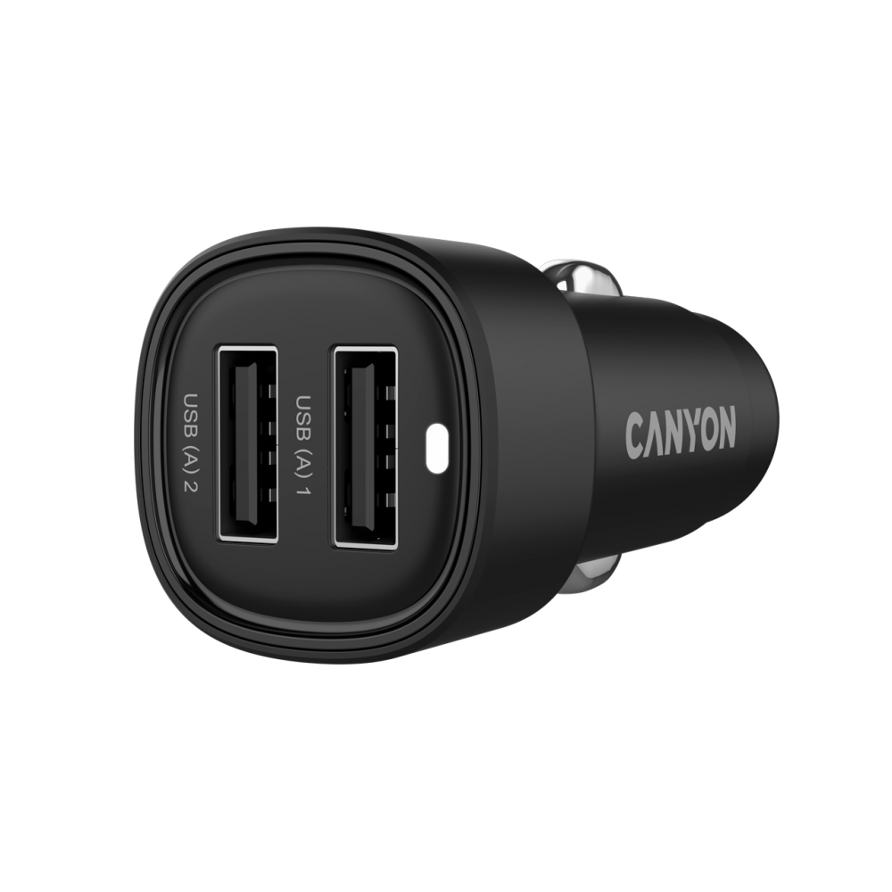 CANYON Ładowarka samochodowa OnDrive 24W 2xUSB A czarna