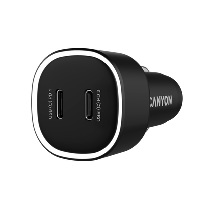 CANYON Ładowarka samochodowa OnDrive 60 PD 60W 2xUSB C czarna