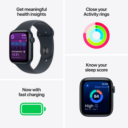 Apple Watch SE 3 GPS 44mm Midnight Aluminum Case with Midnight Sport Band M/L