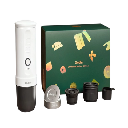 OutIn Nano Weihnachtsset Tragbare Kaffeemaschine + Korb 16-18 g