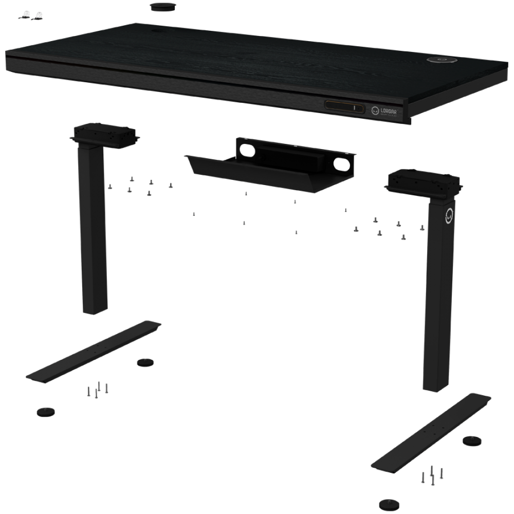 Verstellbarer Gaming-Schreibtisch mit Doppelmotor, RGB, USB, schwarz